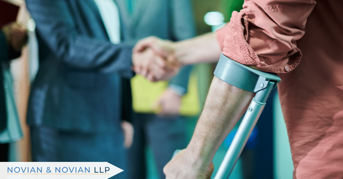 Injured Uber accident victim meeting with an attorney for a personal injury settlement