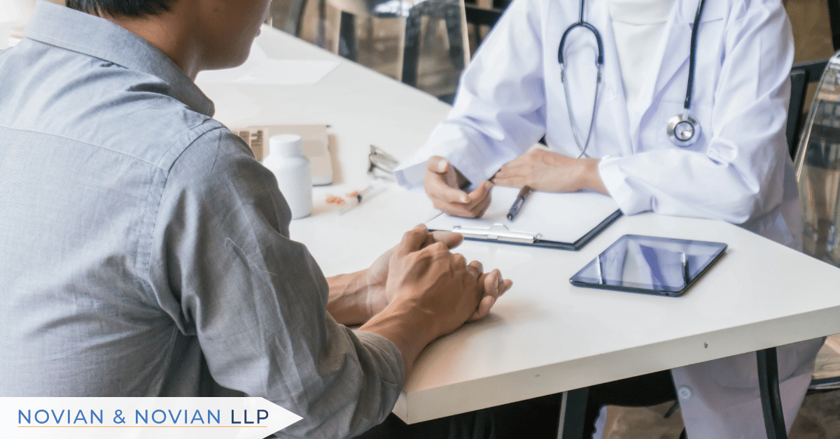 Doctor consultation after car accident injury evaluation