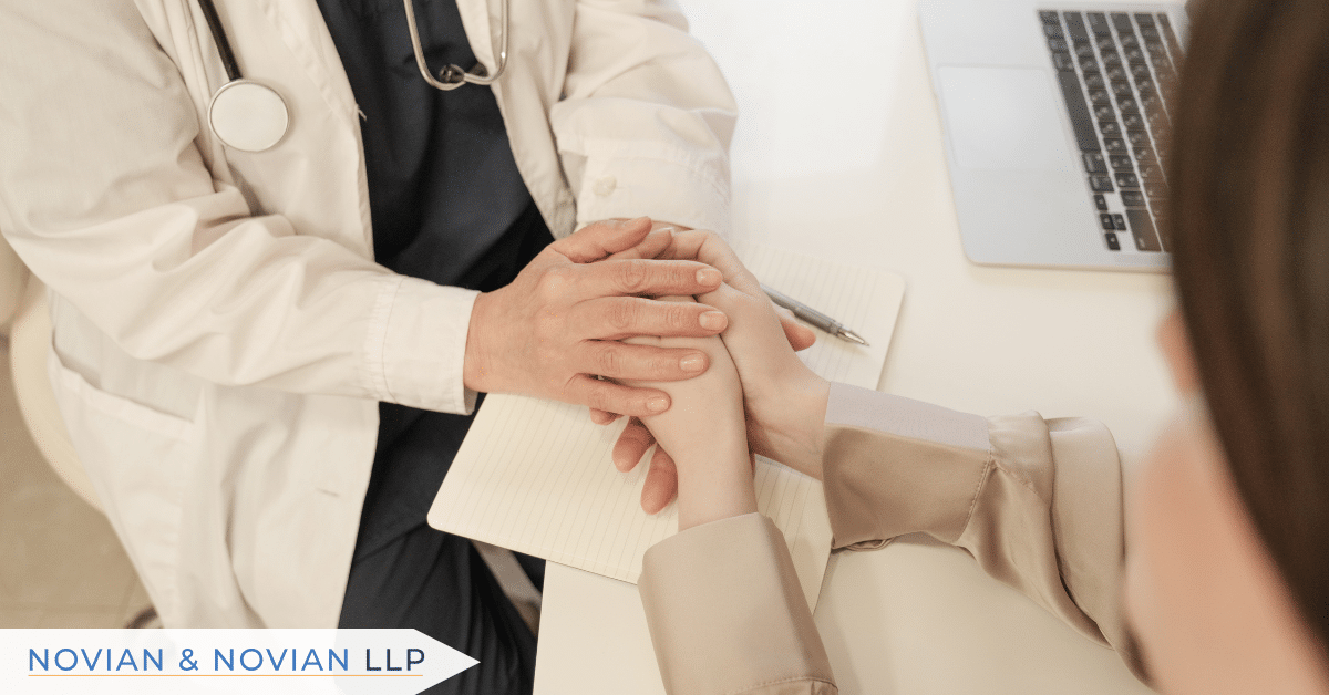 Doctor examining patient after car accident injury