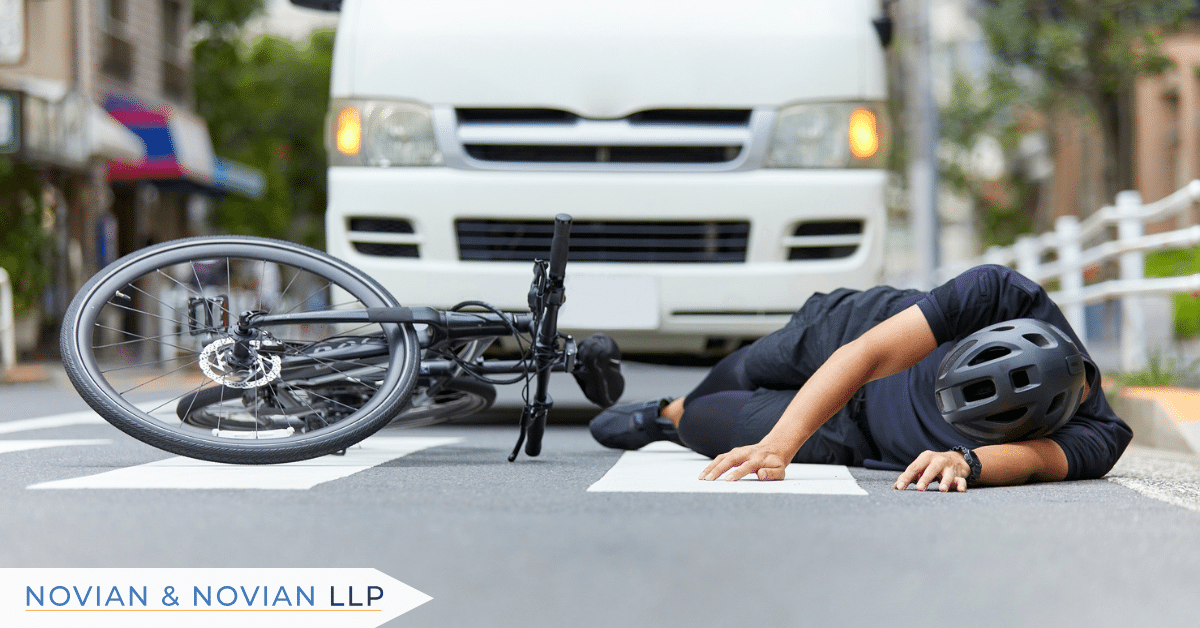 Cyclist injured after car accident awaiting medical care