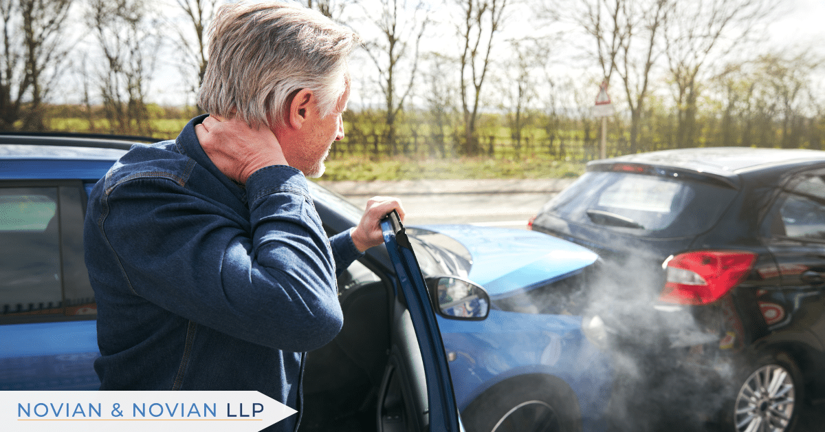 Driver experiencing neck pain after car accident