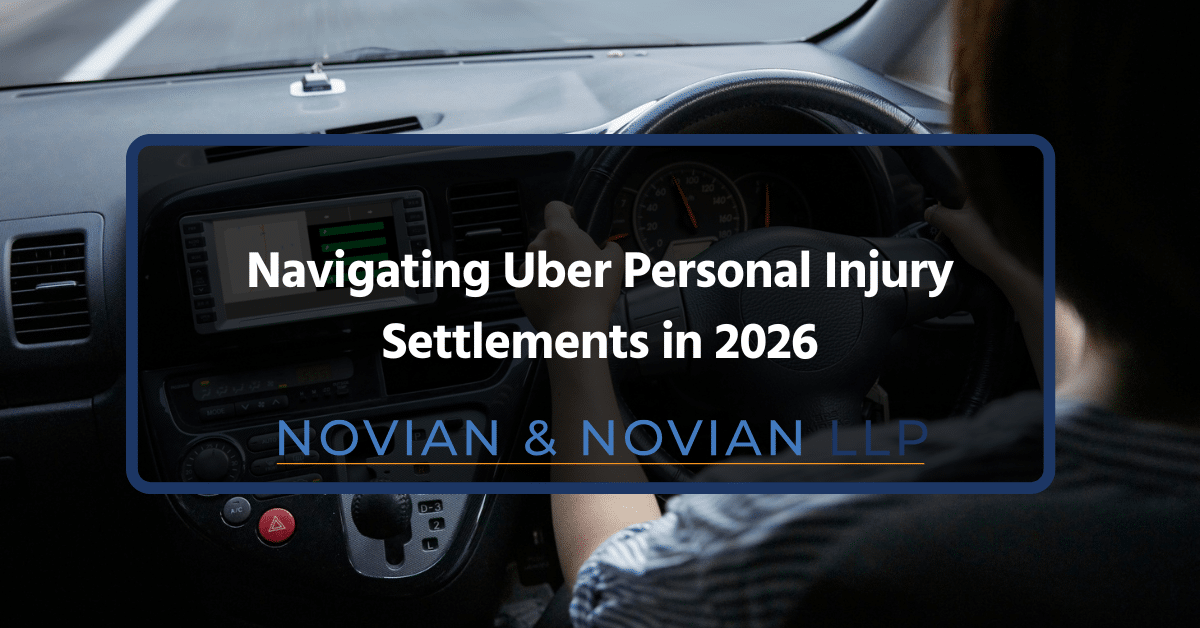 Uber driver on the road illustrating personal injury settlement cases